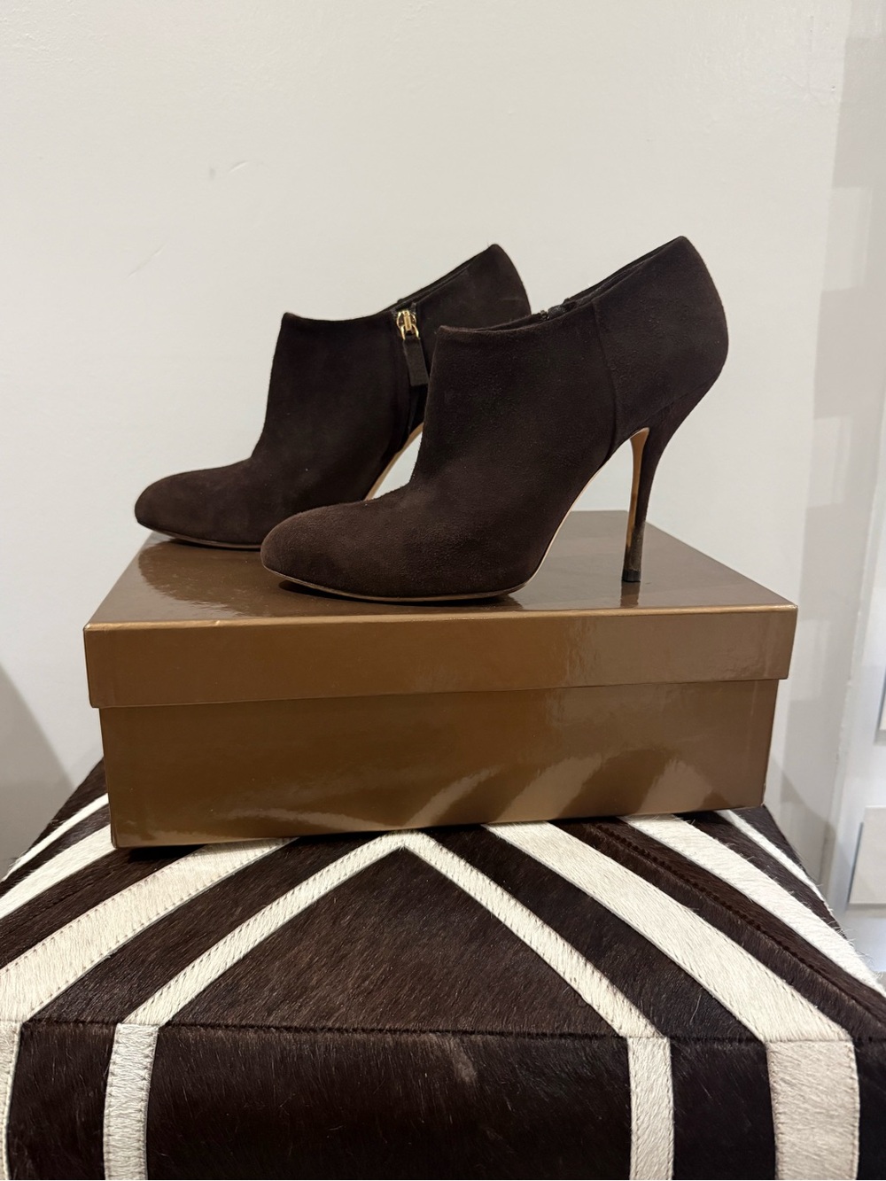 Gucci Dark Brown Suede High-Heel Ankle Booties